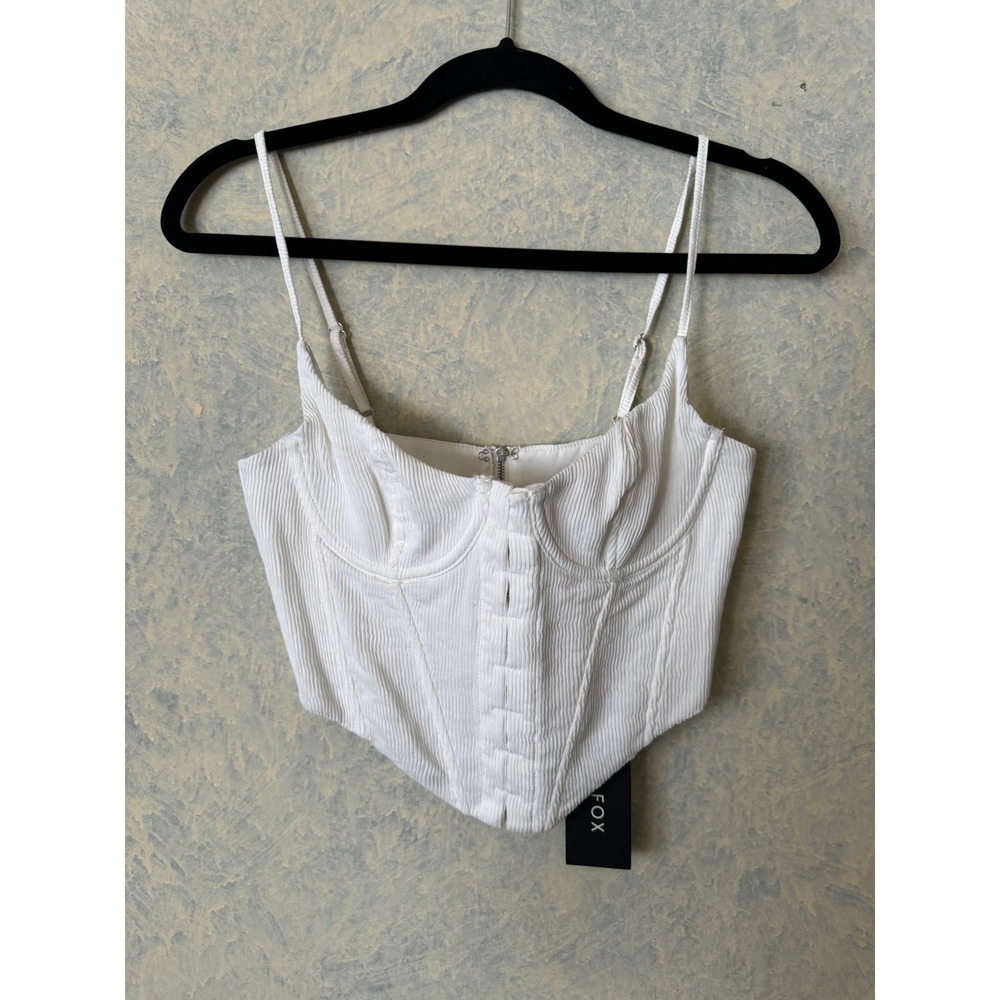 White Fox Stay Young Bustier Women S White NWT Ribbed Corset Crop Top Underwire